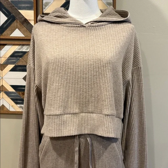 ALO Yoga Muse Hoodie + Sweatpant Joggers Set in Gravel size XS / XXS - Picture 3 of 10